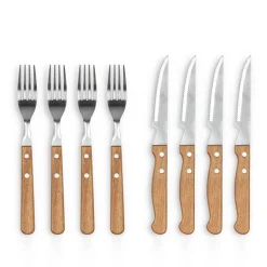 BIFFBESTIKK 8 DELER RUSTFRITT STÅL/AKASIE<HOLM New
