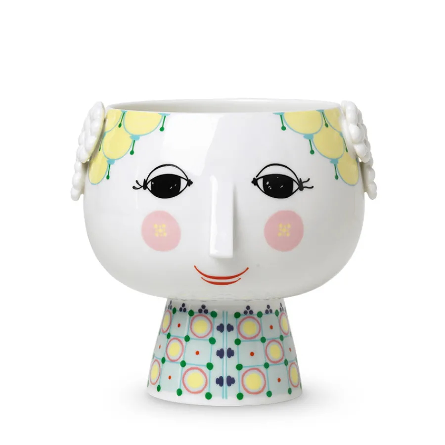 Bjørn Wiinblad Eva Potteskjuler På Fot 15,5cm Hvit m/Dekorasjon<BJØRN WIINBLAD Online