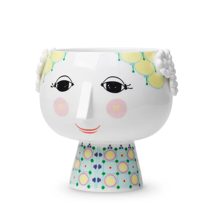 Bjørn Wiinblad Eva Potteskjuler På Fot 15,5cm Hvit m/Dekorasjon<BJØRN WIINBLAD Online