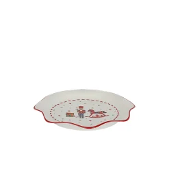 Juletid Asjett Gyngehest Rød Bølgekant 21cm<CHRISTIANIA 1739 Best