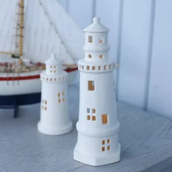 Fyrtårn Lykt 25 cm – Porsgrund Porselen | Maritim stemning med LED<PORSGRUNDS PORSELÆNSFABRIK Online