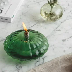 Aurora Oljelampe Optikk Grønn<HADELAND GLASSVERK Hot