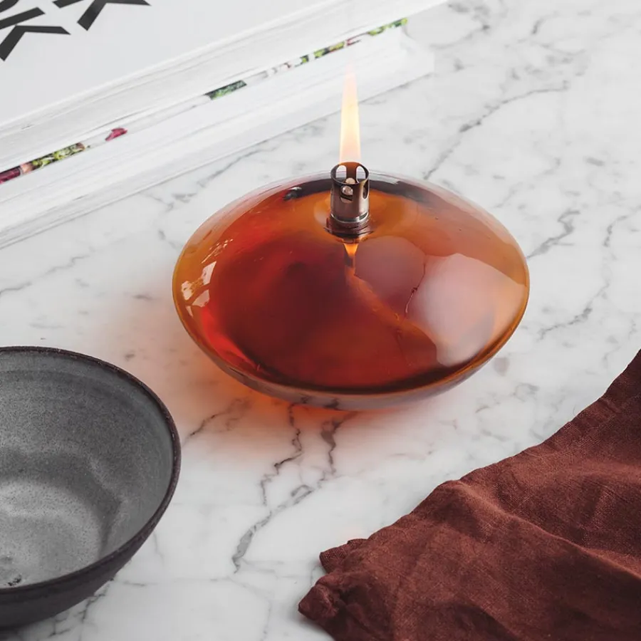 Aurora Oljelampe Amber<HADELAND GLASSVERK New