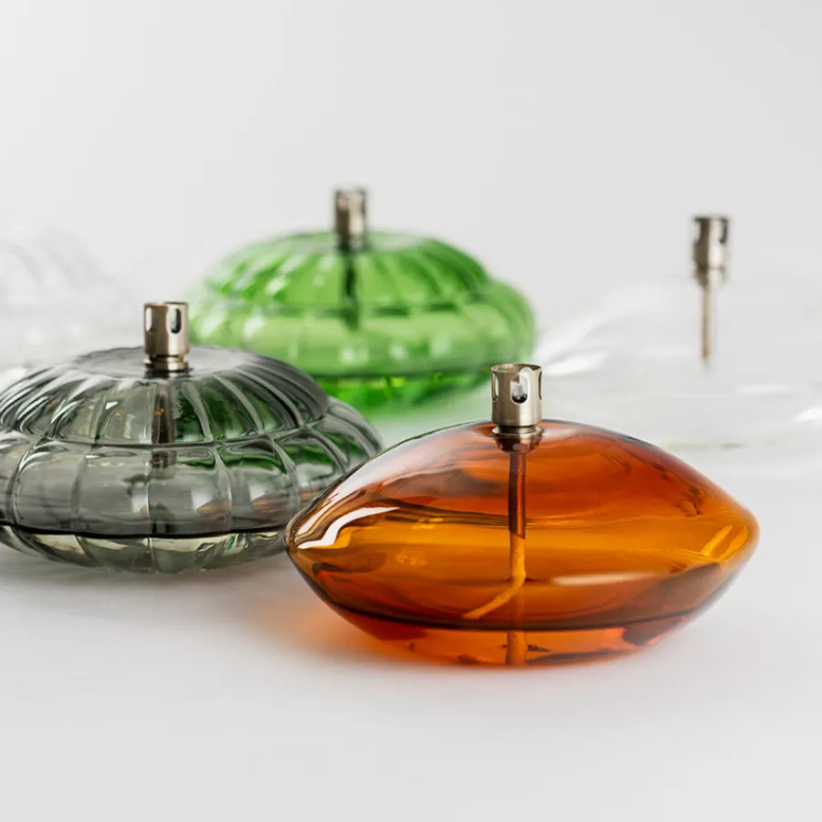 Aurora Oljelampe Amber<HADELAND GLASSVERK New