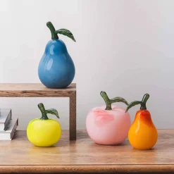 Glassfrukt Glasspære Oransje 14cm<HADELAND GLASSVERK Outlet