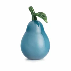 Glassfrukt Glasspære Blå 19cm<HADELAND GLASSVERK New
