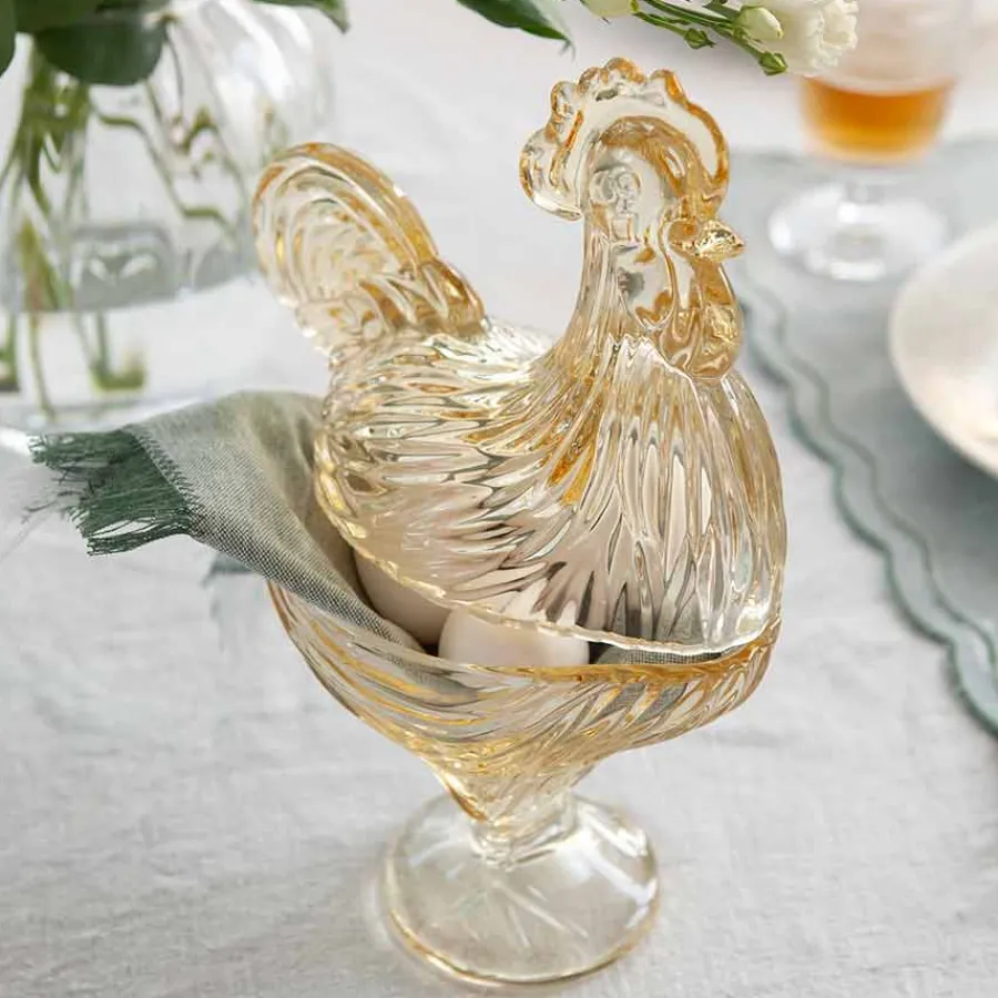 Glasshane m/Lokk Gul 28cm<HADELAND GLASSVERK