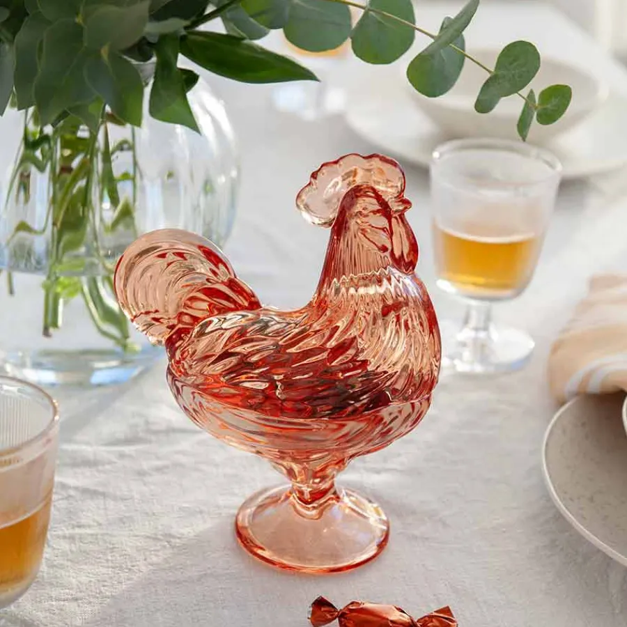 Glasshane m/Lokk Oransje 22cm<HADELAND GLASSVERK Outlet