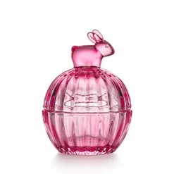Glasskål m/Lokk Hare Rosa 12,5cm<HADELAND GLASSVERK Hot