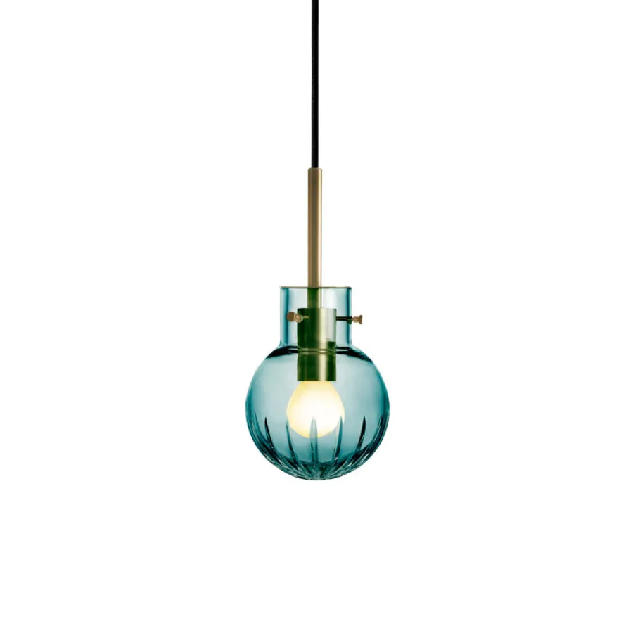 Krystallkule Taklampe Stor Stjerne Blågrønn<HADELAND GLASSVERK Hot