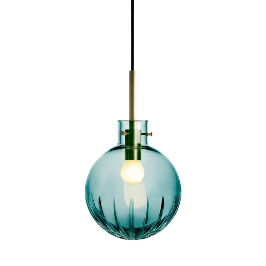 Krystallkule Taklampe Stor Stjerne Blågrønn<HADELAND GLASSVERK Hot