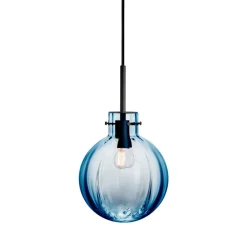 Krystallkule Taklampe Optikk Stålblå<HADELAND GLASSVERK Sale