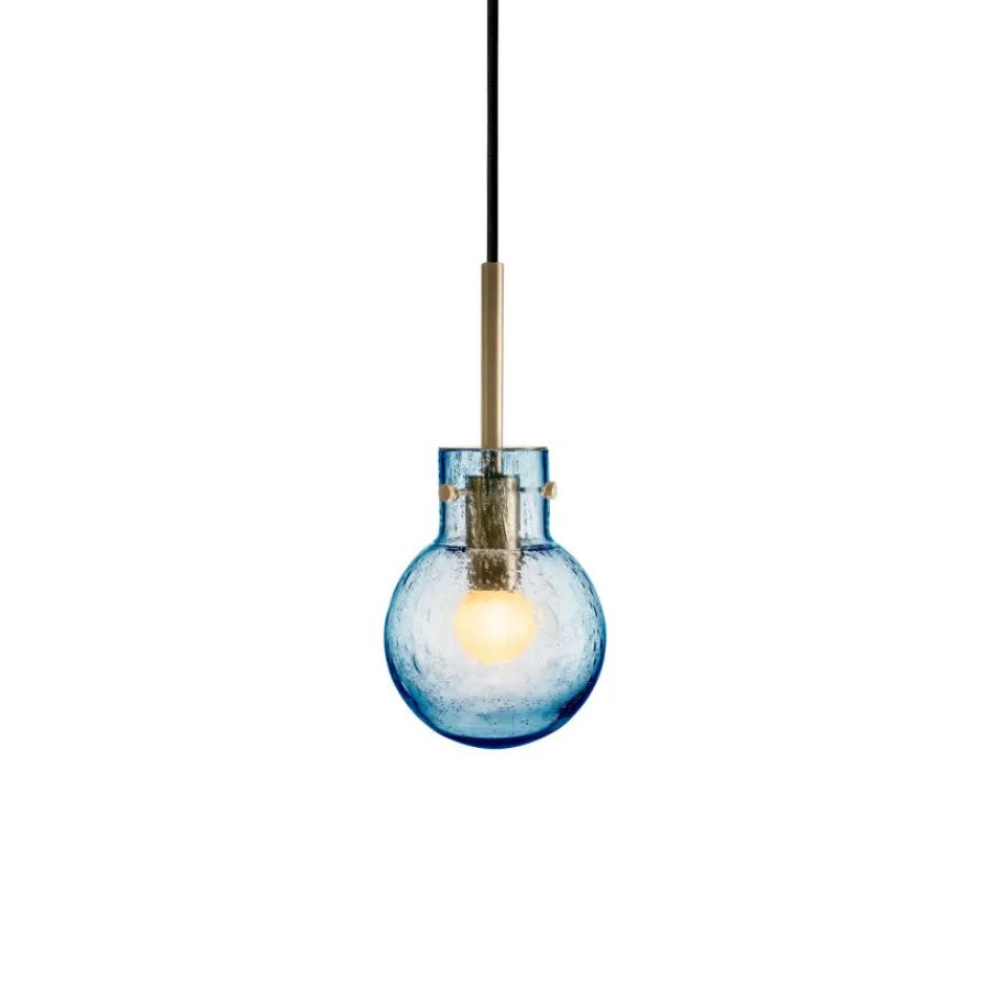 Krystallkule Taklampe Soda Stålblå<HADELAND GLASSVERK Online