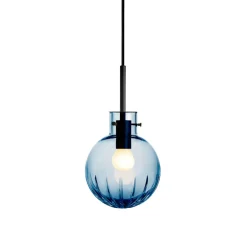 Krystallkule Taklampe Stor Stjerne Stålblå<HADELAND GLASSVERK