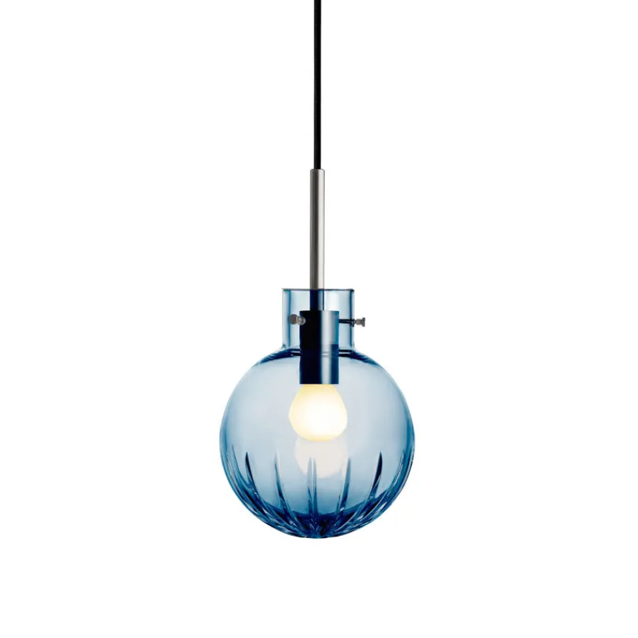 Krystallkule Taklampe Stor Stjerne Stålblå<HADELAND GLASSVERK