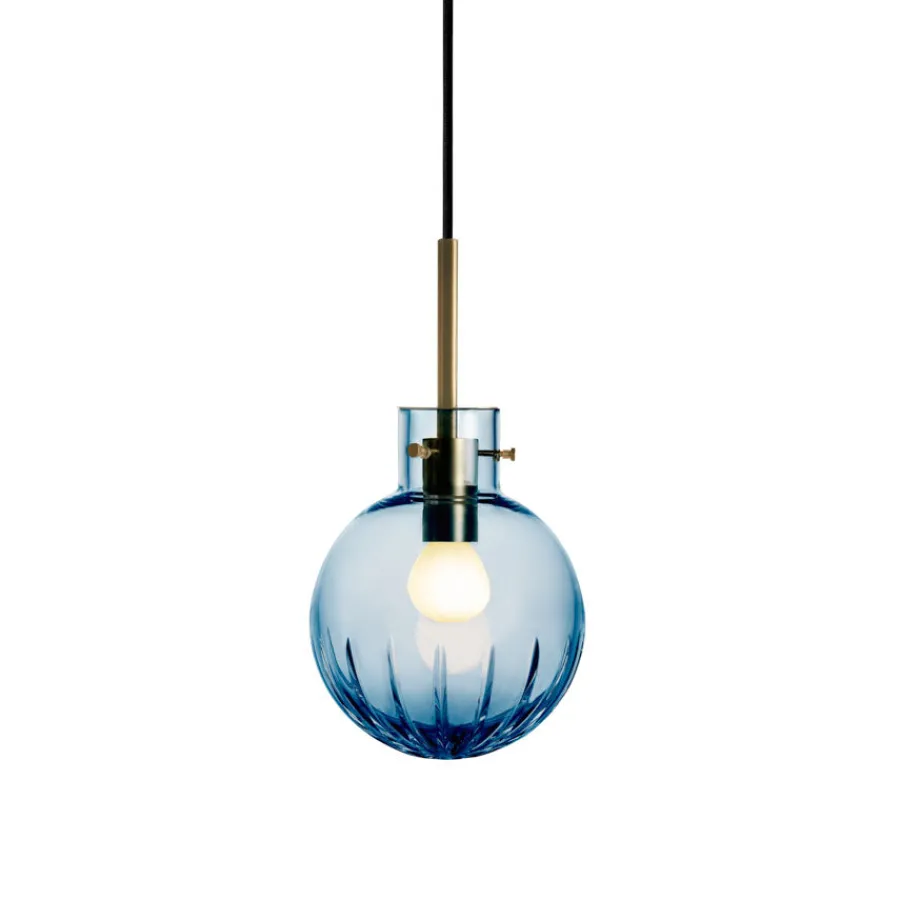 Krystallkule Taklampe Stor Stjerne Stålblå<HADELAND GLASSVERK