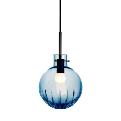 Krystallkule Taklampe Stor Stjerne Stålblå<HADELAND GLASSVERK