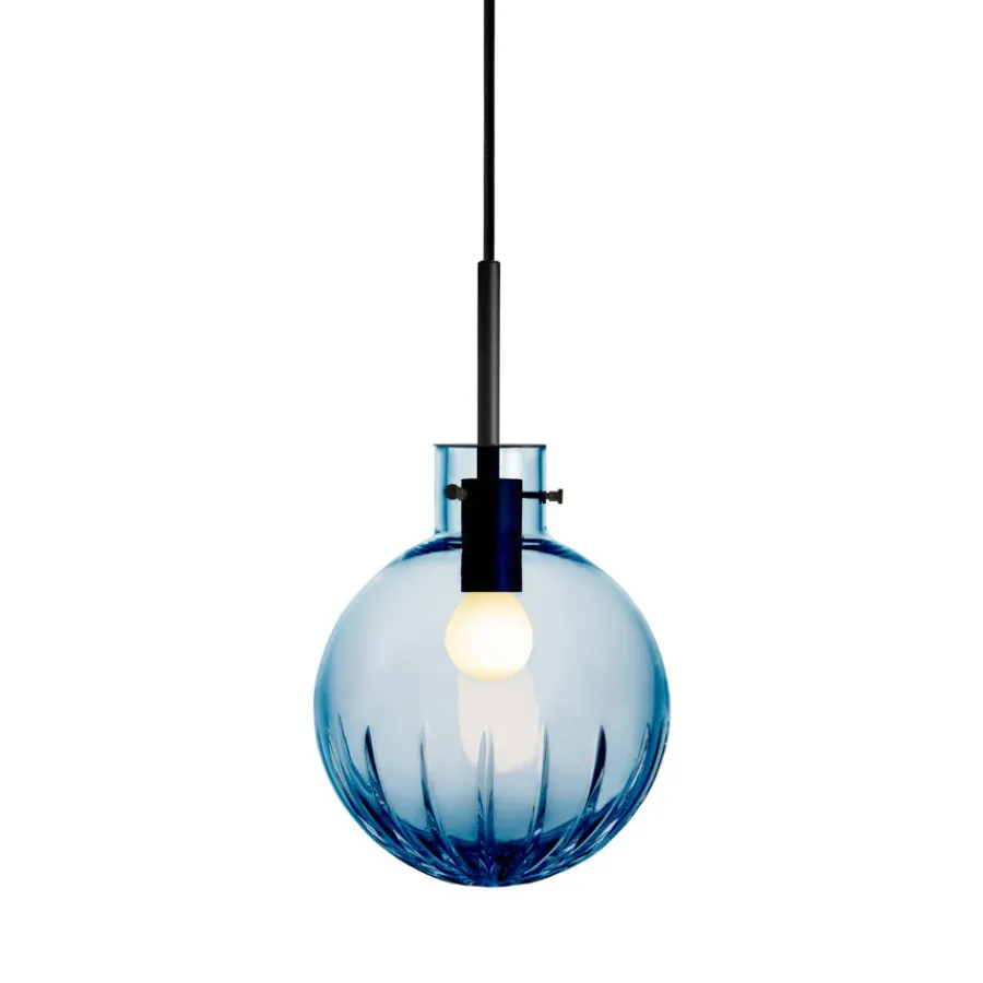 Krystallkule Taklampe Stor Stjerne Stålblå<HADELAND GLASSVERK