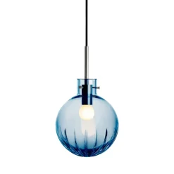 Krystallkule Taklampe Stor Stjerne Stålblå<HADELAND GLASSVERK