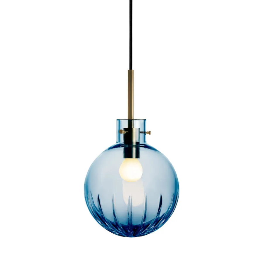 Krystallkule Taklampe Stor Stjerne Stålblå<HADELAND GLASSVERK