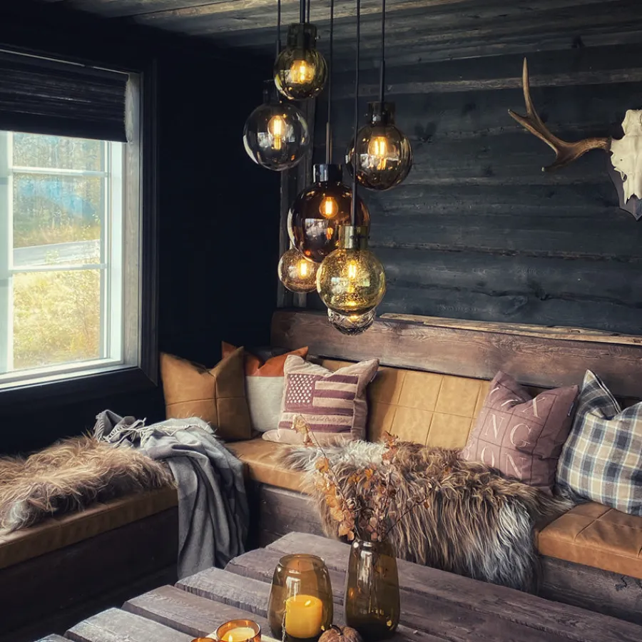 Krystallkule Taklampe<HADELAND GLASSVERK New