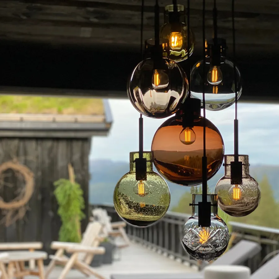 Krystallkule Taklampe<HADELAND GLASSVERK New