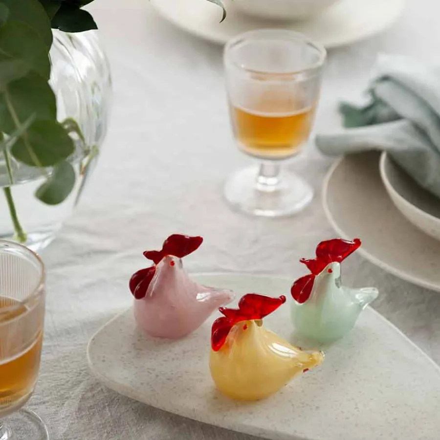 Påskepynt Glasshøne Rosa 8cm<HADELAND GLASSVERK Best