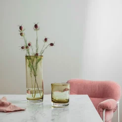 Sine Vase / Lyslykt 12,5 x10,5cm Oliven<HADELAND GLASSVERK Outlet