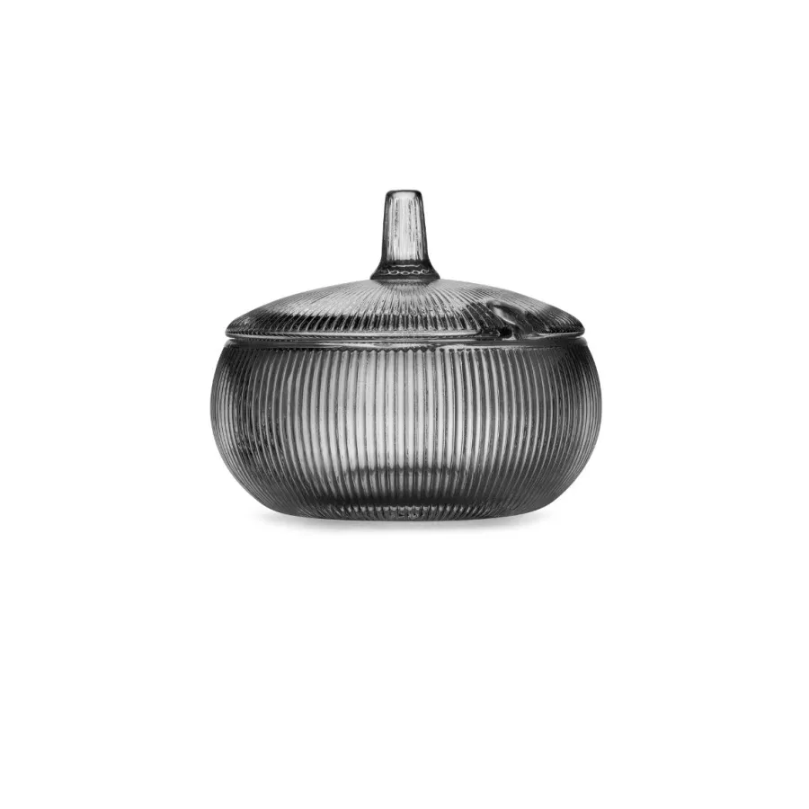 Siri Skål m/Lokk Røkgrå<HADELAND GLASSVERK Hot