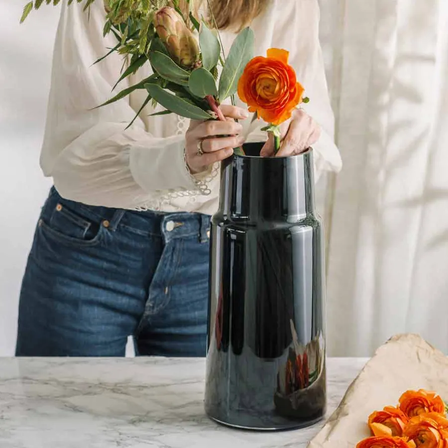 Tindre Vase Røkgrå 38,7cm<HADELAND GLASSVERK Online