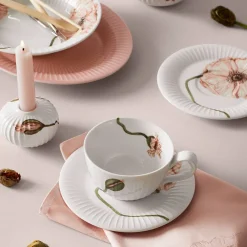 Kähler Hammershøi Poppy Lysestake 7,5cm Hvit m/Dekor<KÄHLER DESIGN New