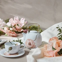 Kähler Hammershøi Poppy Tekopp m/Skål 38cl Hvit m/Dekor<KÄHLER DESIGN Sale