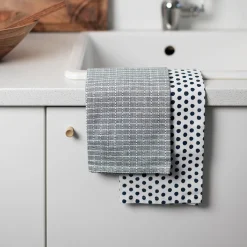 Kjøkkenhåndkle Blå/Mønster Bomull 50X70cm 2pk<CHRISTIANIA 1739 Hot