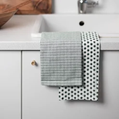 Kjøkkenhåndkle Grønn/Mønster Bomull 50X70cm 2pk<CHRISTIANIA 1739 Sale