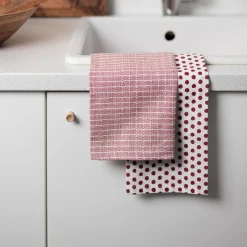 Kjøkkenhåndkle Rød/Mønster 50X70cm 2pk<CHRISTIANIA 1739 Sale
