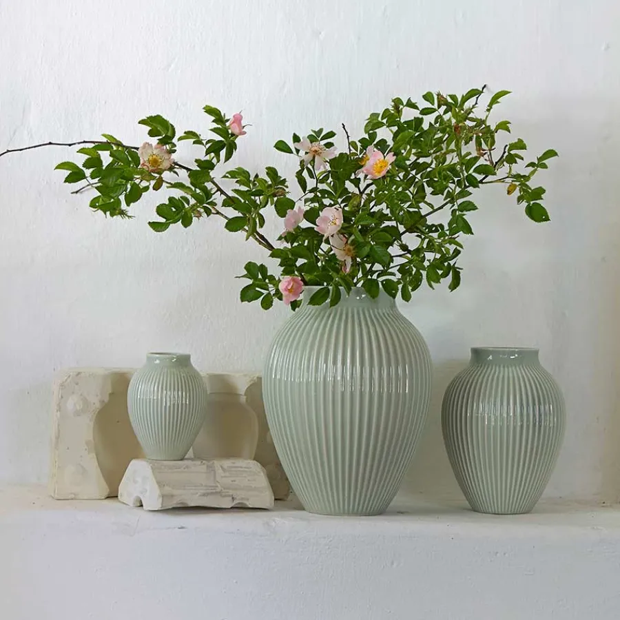 Vase 27cm Riflet Mint<KNABSTRUP KERAMIK Clearance