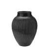 Vase 20cm Riflet Svart<KNABSTRUP KERAMIK