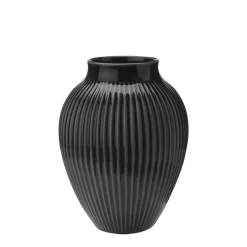 Vase 20cm Riflet Svart<KNABSTRUP KERAMIK