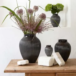 Vase 20cm Riflet Svart<KNABSTRUP KERAMIK