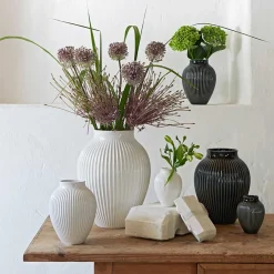 Vase 20cm Riflet Svart<KNABSTRUP KERAMIK