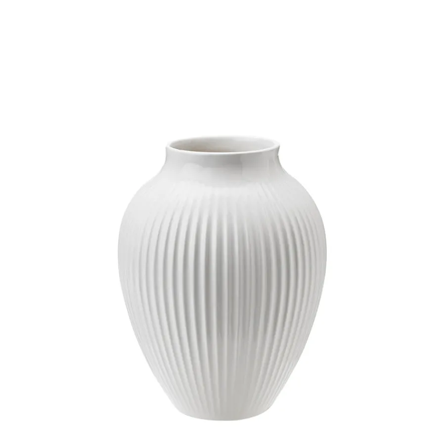 Vase 12,5cm Riflet Hvit<KNABSTRUP KERAMIK Hot
