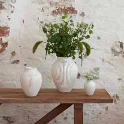 Vase 12,5cm Riflet Hvit<KNABSTRUP KERAMIK Hot