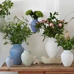 Vase 12,5cm Riflet Hvit<KNABSTRUP KERAMIK Hot