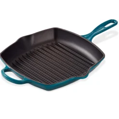 Kvadratisk Grillpanne Støpejern 26cm Deep Teal<LE CREUSET
