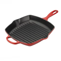 Kvadratisk Grillpanne Støpejern 26cm Cerise<LE CREUSET New