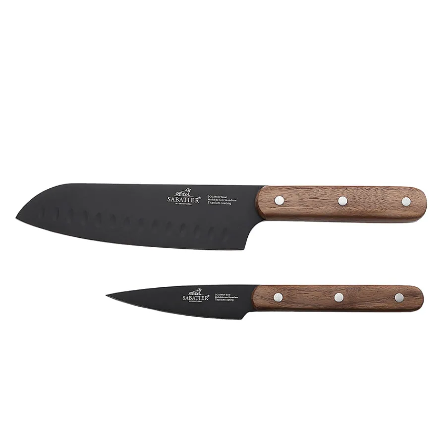 Phenix Knivsett 2 Deler Sort/Valnøtt<LION SABATIER Clearance