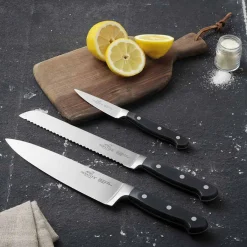 Lion Pluton Knivsett 3 kniver stål/sort<SABATIER Sale