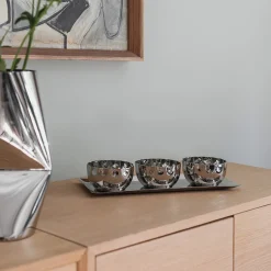 Løve Vinje Fat m/3 Skåler Rustfritt Stål 30cm Sølv<LØVE Sale