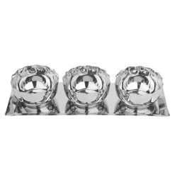 Løve Vinje Fat m/3 Skåler Rustfritt Stål 30cm Sølv<LØVE Sale