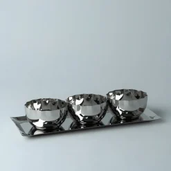 Løve Vinje Fat m/3 Skåler Rustfritt Stål 30cm Sølv<LØVE Sale